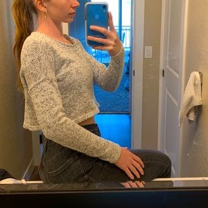 Cropped black and white sweater